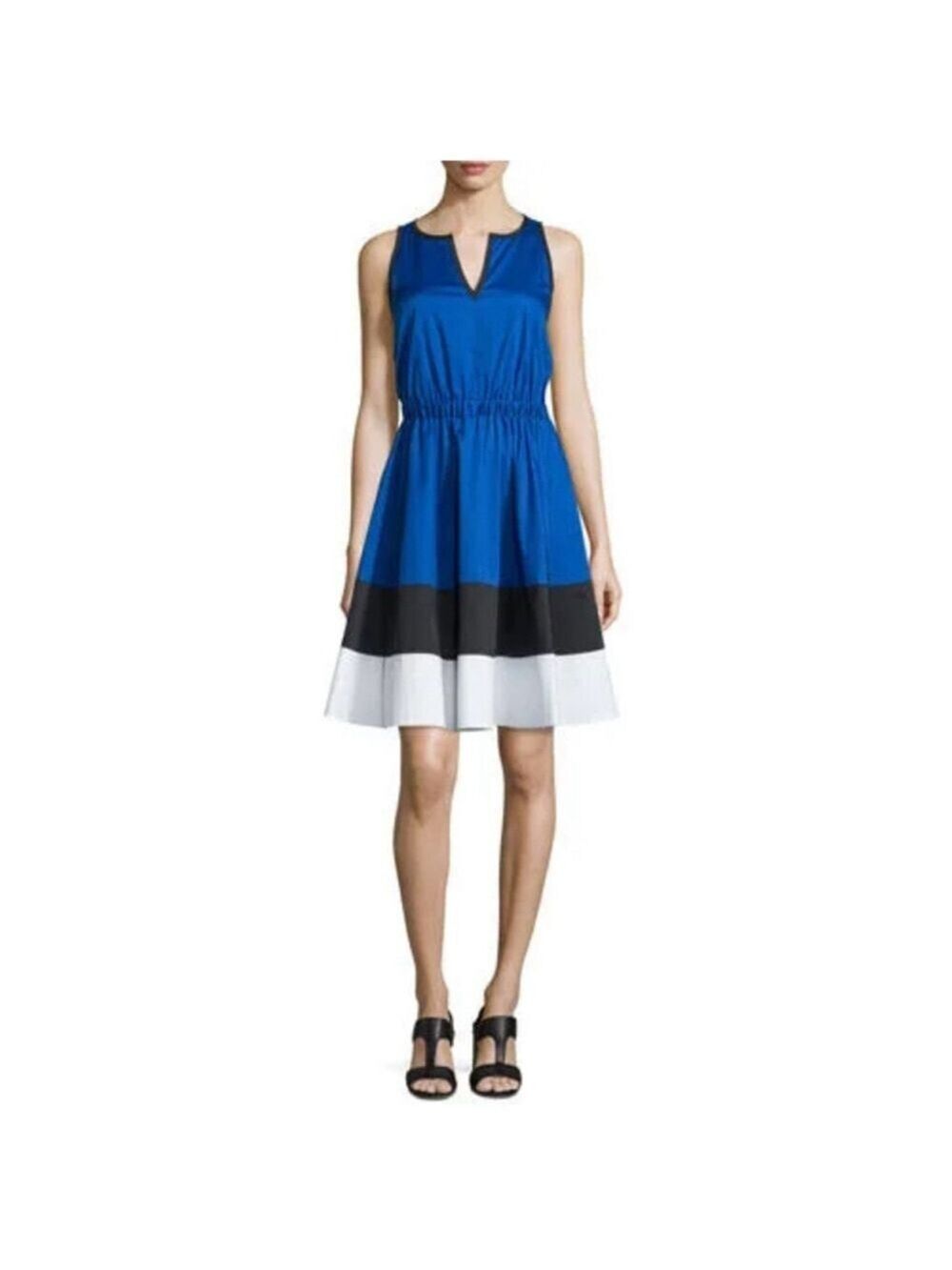 Kate Spade Color Block Sleeveless Knee Length Dress Royal Blue Black White, 8